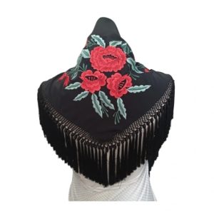 MANTÓN TRIANGULAR ALBA NEGRO/ROJO