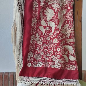 MANTÓN CUADRADO PAPAGAYO ROJO/BEIGE